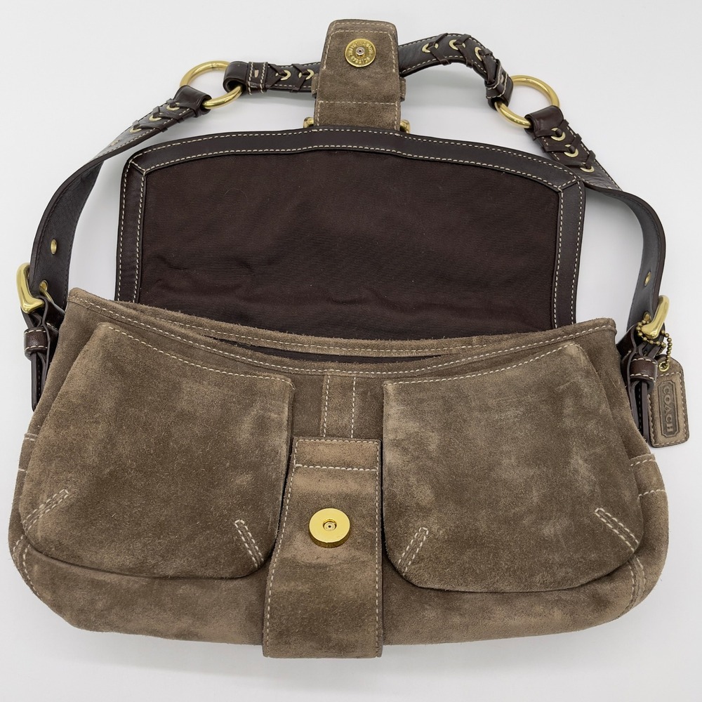 Y2K Coach Soho Suede Shoulder Bag Buckle Brown Quiet Luxury Indie F05S-3659 - Picture 6 of 16